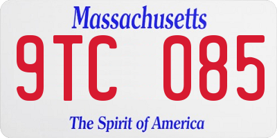 MA license plate 9TC085