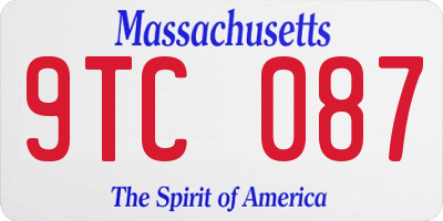 MA license plate 9TC087