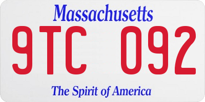 MA license plate 9TC092