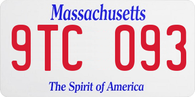 MA license plate 9TC093