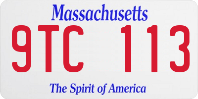 MA license plate 9TC113