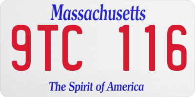 MA license plate 9TC116