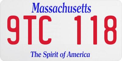 MA license plate 9TC118