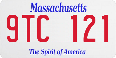 MA license plate 9TC121