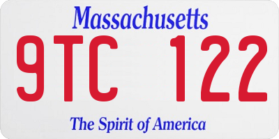 MA license plate 9TC122