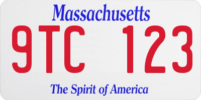 MA license plate 9TC123