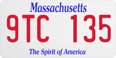 MA license plate 9TC135