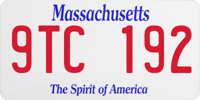 MA license plate 9TC192