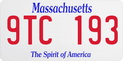 MA license plate 9TC193