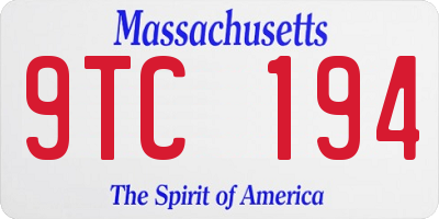 MA license plate 9TC194