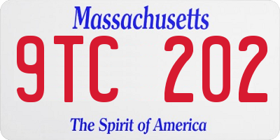 MA license plate 9TC202