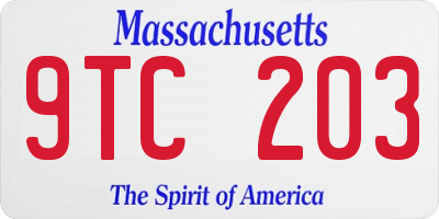 MA license plate 9TC203