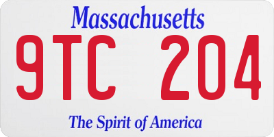 MA license plate 9TC204