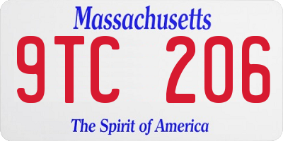 MA license plate 9TC206
