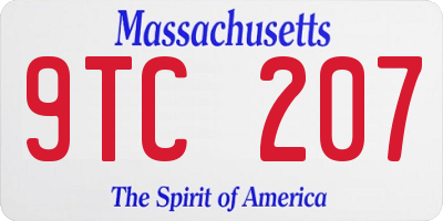 MA license plate 9TC207