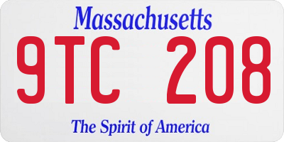 MA license plate 9TC208