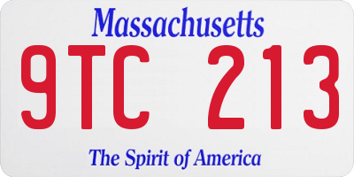 MA license plate 9TC213