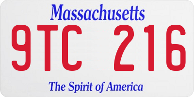 MA license plate 9TC216