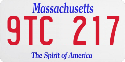 MA license plate 9TC217