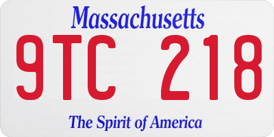 MA license plate 9TC218