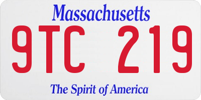 MA license plate 9TC219