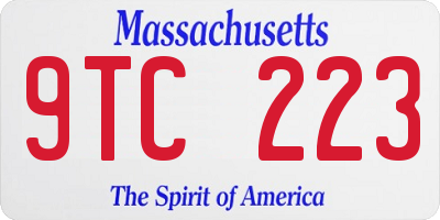 MA license plate 9TC223