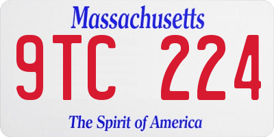 MA license plate 9TC224