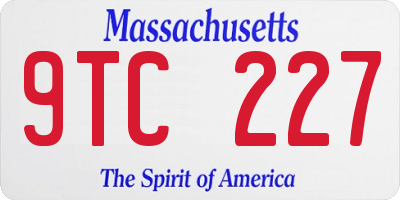 MA license plate 9TC227