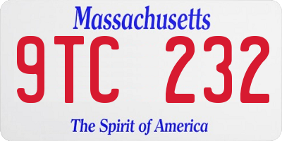 MA license plate 9TC232