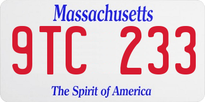 MA license plate 9TC233