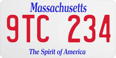 MA license plate 9TC234