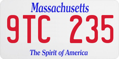 MA license plate 9TC235