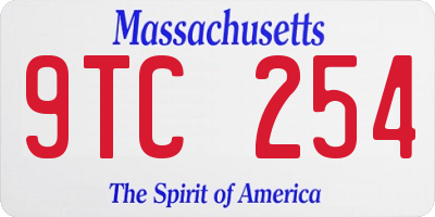 MA license plate 9TC254