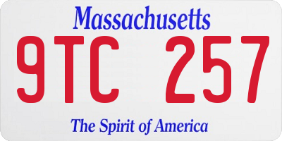 MA license plate 9TC257