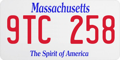 MA license plate 9TC258