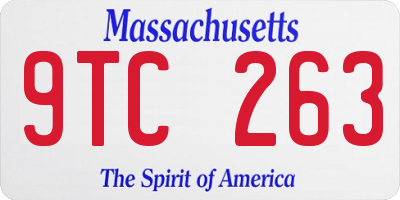 MA license plate 9TC263