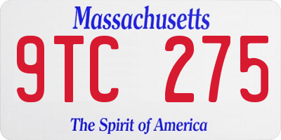 MA license plate 9TC275
