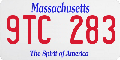 MA license plate 9TC283
