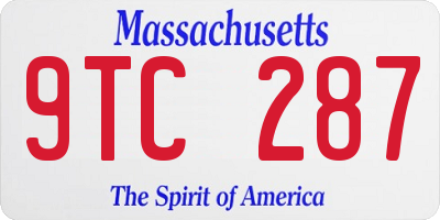 MA license plate 9TC287