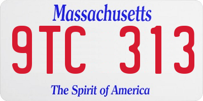 MA license plate 9TC313
