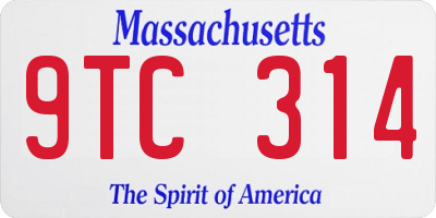 MA license plate 9TC314