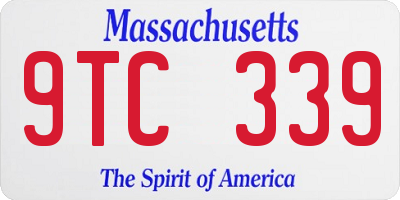 MA license plate 9TC339