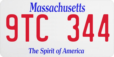 MA license plate 9TC344
