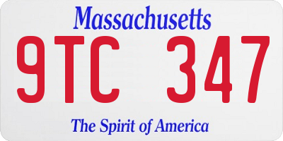 MA license plate 9TC347