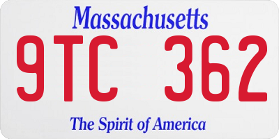 MA license plate 9TC362