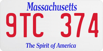 MA license plate 9TC374