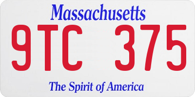 MA license plate 9TC375