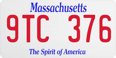 MA license plate 9TC376