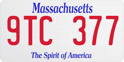 MA license plate 9TC377