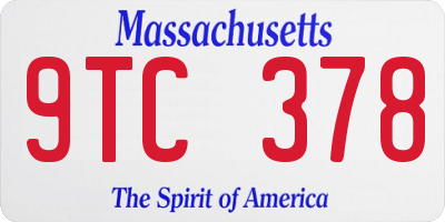 MA license plate 9TC378